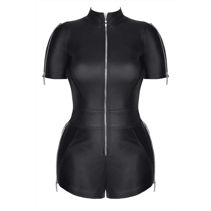 Kombinezon militarno-stylowy Marcella001, czarny, rozmiar XXL, z ozdobnymi zamkami