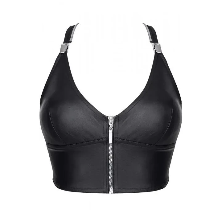 Elegancki czarny top damski BRZITAI001 z odpinanymi szelkami, rozmiar XXL