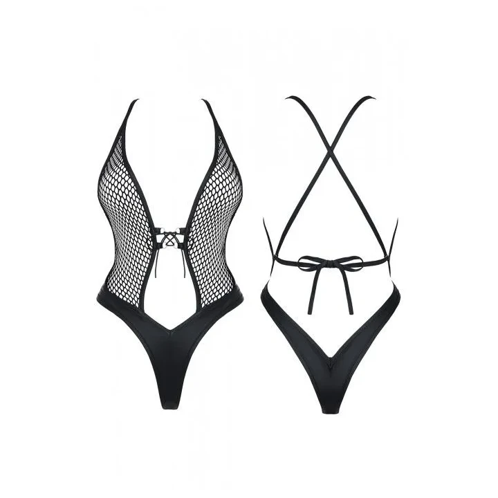 Bielizna damska Tetyda BLACK z ekoskóry, rozmiar L, styl lat 90-tych