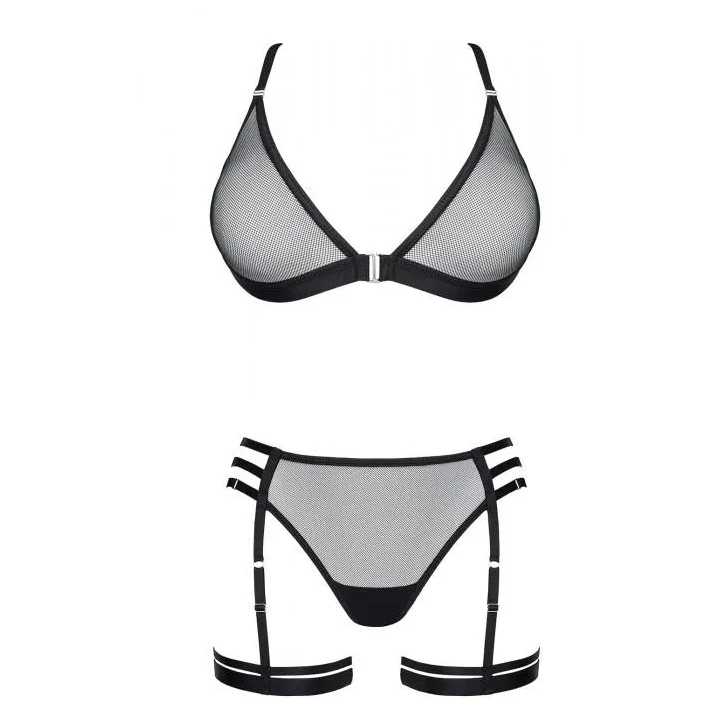 Elegancki komplet bielizny: biustonosz, stringi i podwiązki Bielizna-LadyX Adora L