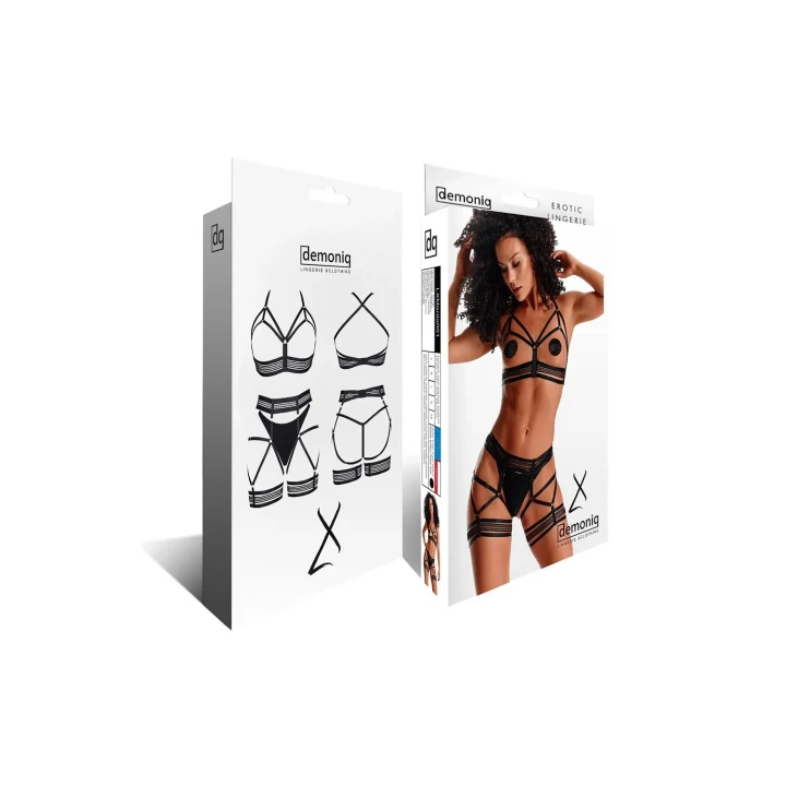 Komplet bielizny damskiej Bielizna-LadyX Marita XXL - biustonosz, stringi, pas do pończoch