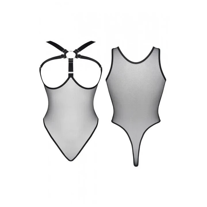 Eleganckie body Bielizna-LadyX Mayte L z regulowanymi detalami i wycięciem na biodrach