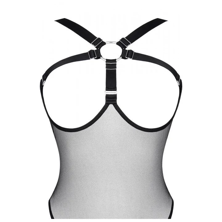 Zmysłowe body damskie Bielizna-LadyX Mayte XL z ozdobnymi detalami w kolorze czarnym