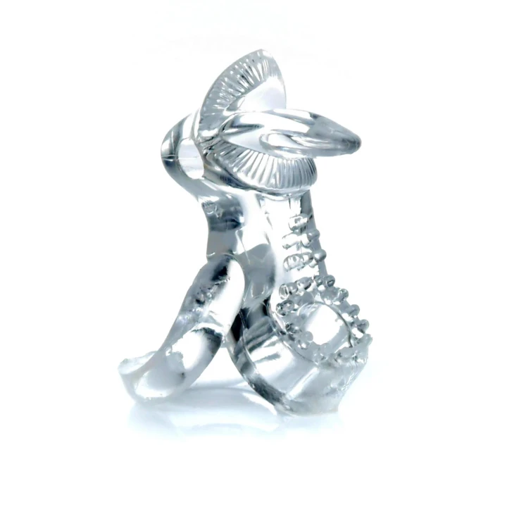 Wibracyjny pierścień erekcyjny z funkcją stymulacji łechtaczki, przezroczysty