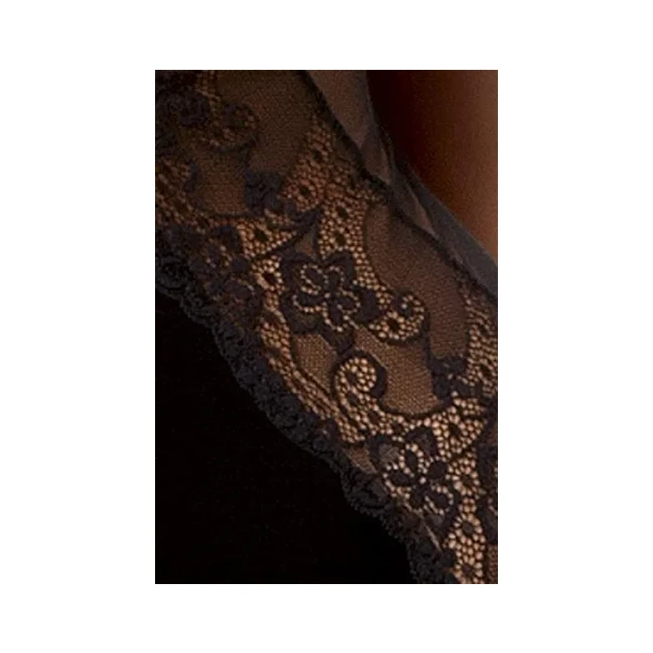 Gorset satynowy z koronką Bielizna-BLANCHET CORSET czarny S/M - Casmir