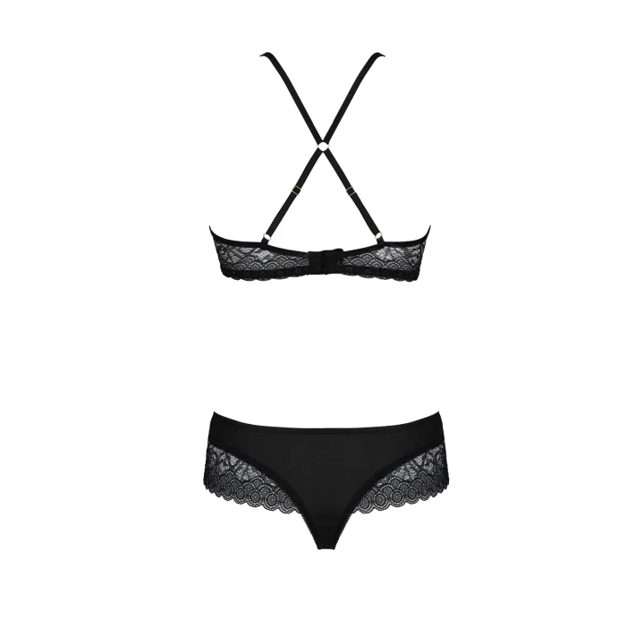Elegancki strój kąpielowy Kitasana bikini czarny S/M - Casmir z opalizującą koronką