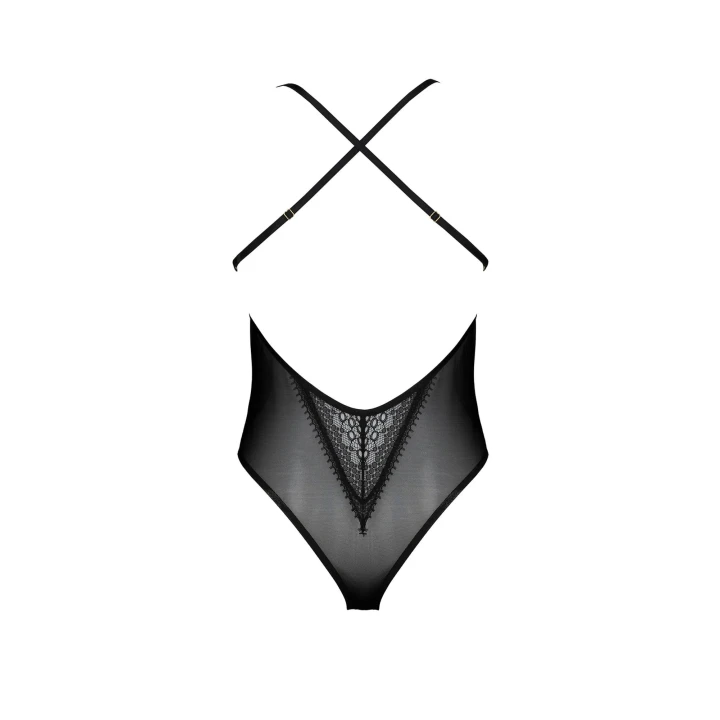 Bielizna damska - Czarne body DENERYS z koronką, S/M, regulowane ramiączka