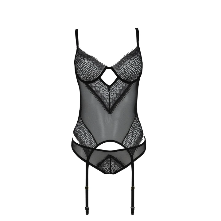 Gorset DENERYS w kolorze czarnym, rozmiar L/XL, elegancki i zmysłowy элемент.