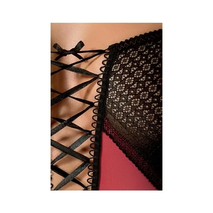 Gorset czerwony L/XL Bielizna-GILL z koronki i mikrofibry - Casmir