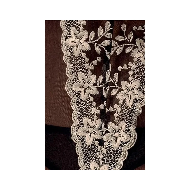 Czarna koszulka nocna TYRONE CHEMISE XXL/XXXL z haftem i regulowanymi ramiączkami - Casmir