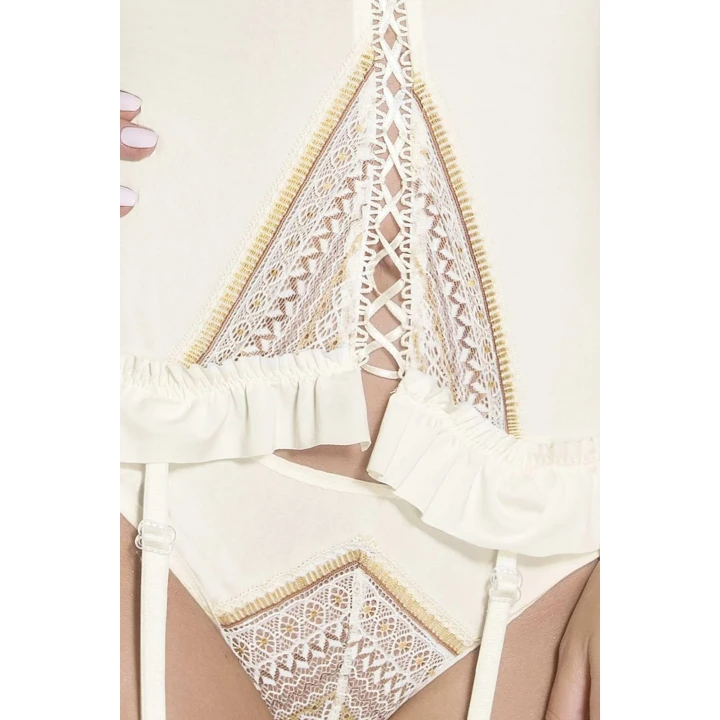 Gorset kremowy CONNIE S/M - elegancka bielizna od Casmir z koronkowymi detalami