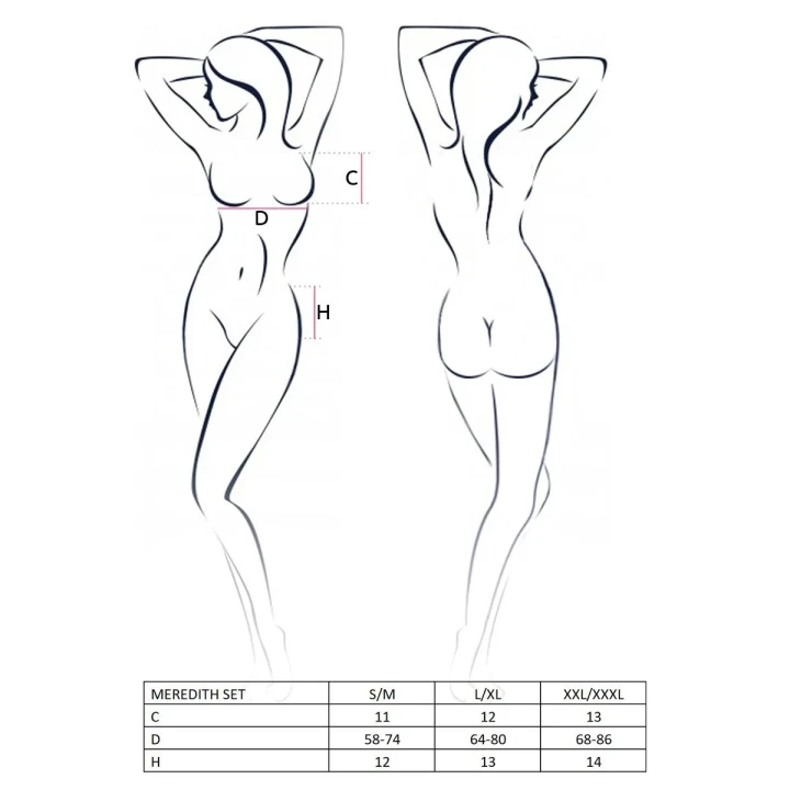 Zestaw bielizny MEREDITH z open bra, czarny, L/XL - Casmir, elegancki i zmysłowy