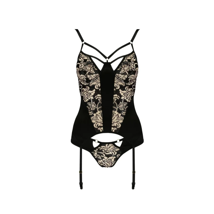 Elegancki czarny gorset koronkowy VICTORIA do noszenia S/M - Casmir