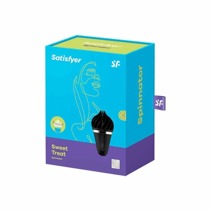 Stymulator łechtaczki Satisfyer Sweet Treat w kolorze czarnym i złotym, 10 poziomów wibracji