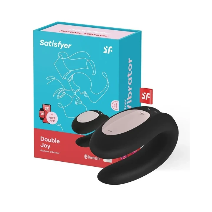 Wibrator U-kształtny z funkcją zdalnego sterowania dla par – Czarny Double Joy