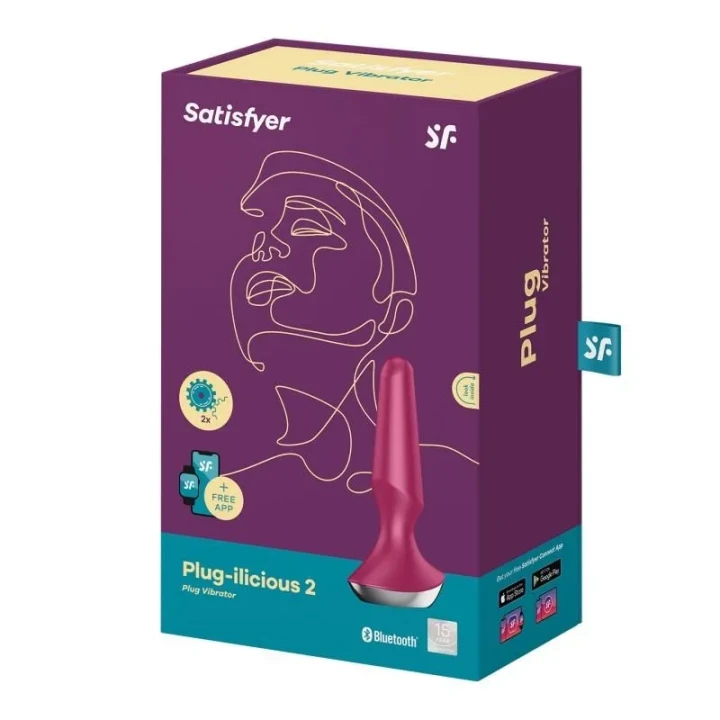 Wibrator analny Plug-Illicious 2, silikonowy, wodoodporny, kolor Berry