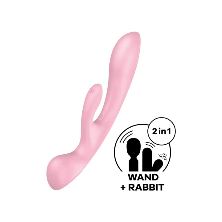Wibrator typu króliczek Satisfyer Triple Oh z 12 programami wibracyjnymi, różowy