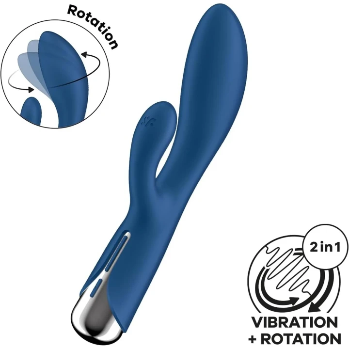 Wibrator Królik Satisfyer Spinning Rabbit 1 - Niebieski, Wodoodporny, Silikonowy