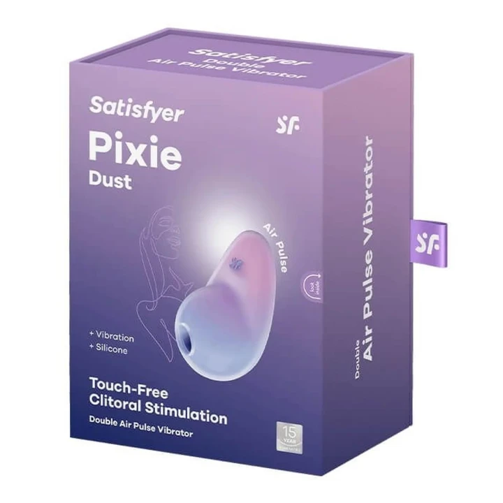 Stymulator łechtaczkowy Satisfyer Pixie Dust, różowy/fioletowy, silikonowy, wodoodporny