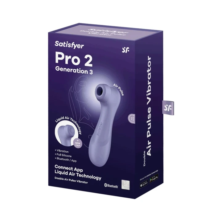 Stymulator łechtaczkowy Satisfyer Pro 2 Gen. 3 z technologią Liquid Air, Bluetooth, lilac