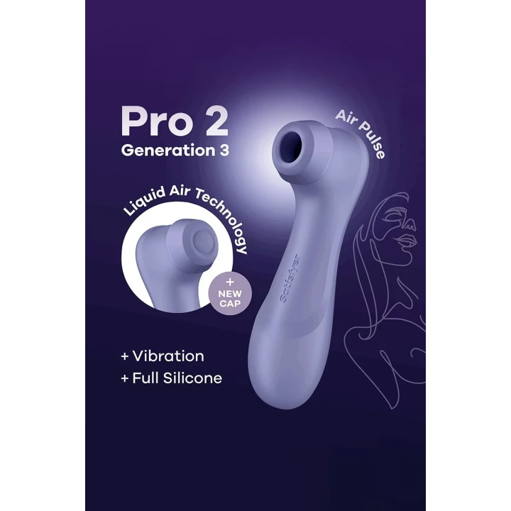 Stymulator łechtaczkowy Satisfyer Pro 2 Gen. 3 z technologią Liquid Air, Bluetooth, lilac