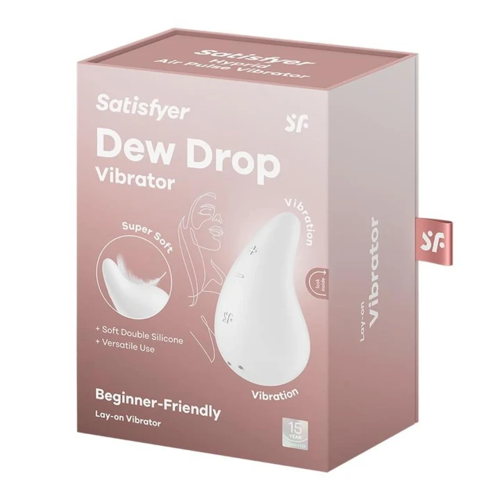 Wibrator stymulujący łechtaczkę Dew Drop White, silikonowy, wodoodporny, 12 programów wibracji