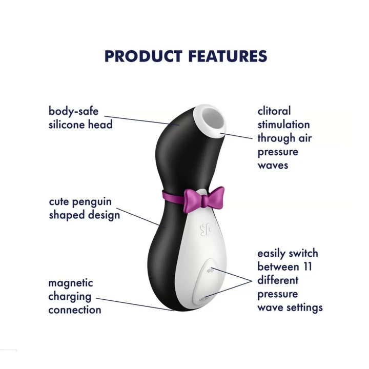 Stymulator łechtaczki w kształcie pingwina - Satisfyer Penguin, wodoodporny, 11 programów