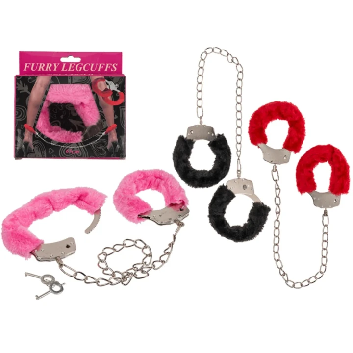 Eleganckie kajdanki na nogi z futerkiem do zabaw w dominację i przyjemność