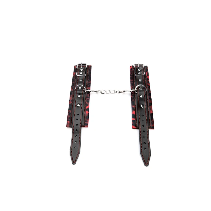 Mankiety na nadgarstki w lamparcie cętki z wysokiej jakości skóry, z karabińczykami