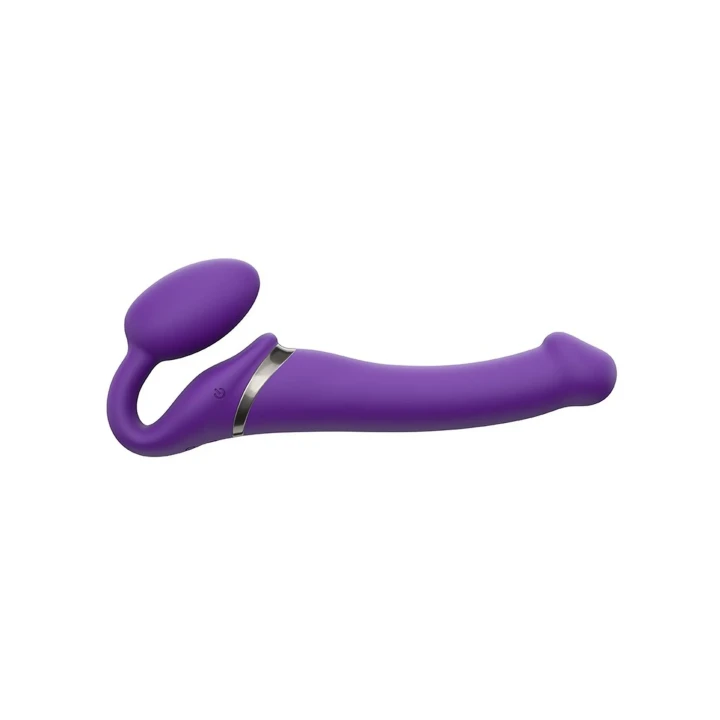 Wibracyjny strap-on dla par, rozmiar M, wodoodporny, purpurowy, zdalnie sterowany