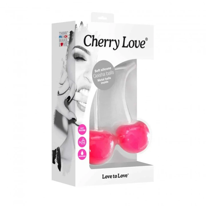 Kulki gejszy silikonowe wodoodporne CHERRY LOVE - DANGER PINK, średnica 33-37 mm