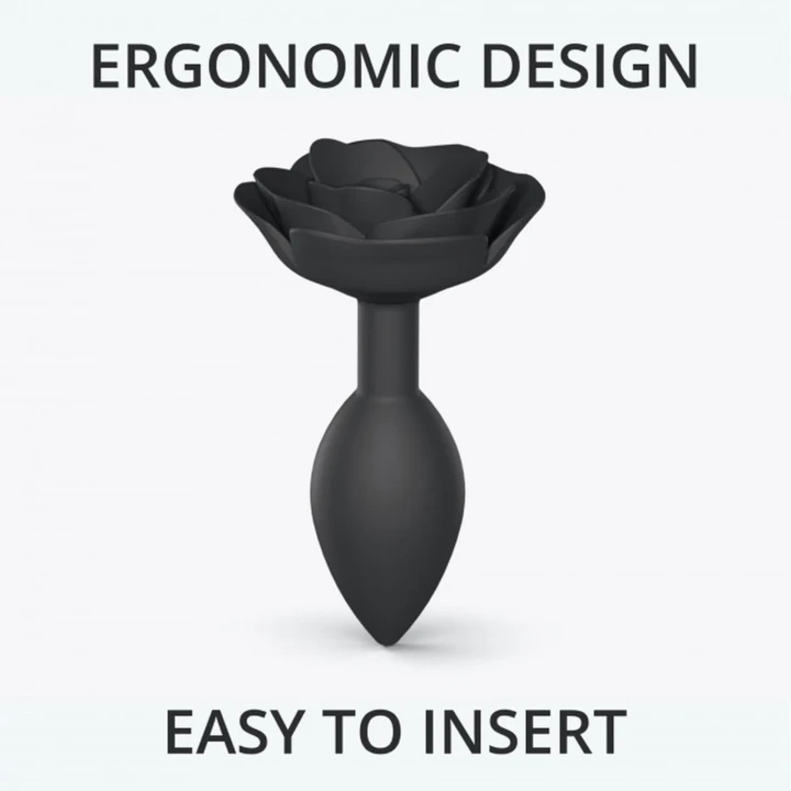 Korek analny OPEN ROSES, rozmiar L, elegancki czarny onyx, silikonowy, wodoodporny
