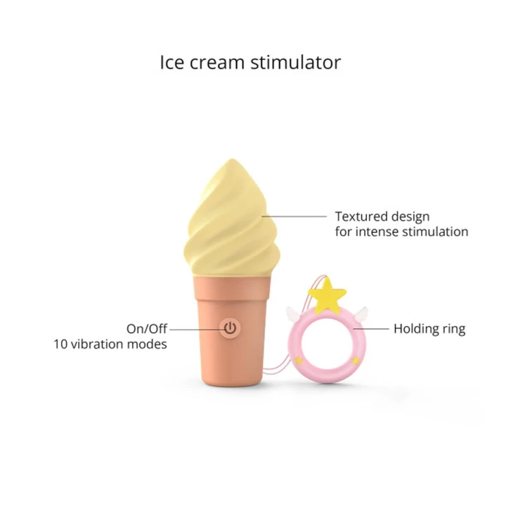 Wibrujący stymulator intymny CAND'ICE - Vanilla Pop, silikonowy, wodoodporny, 10 trybów