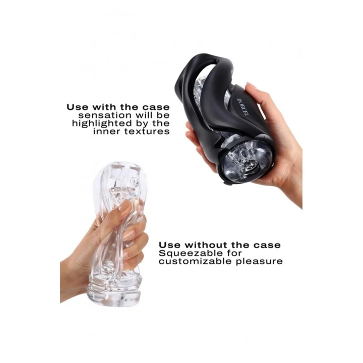 Ręczny masturbator DEEP BLOW BLACK z ergonomiczną obudową, 20 cm długości, czarny