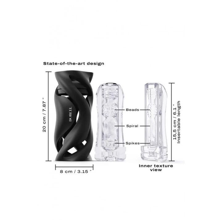 Ręczny masturbator DEEP BLOW BLACK z ergonomiczną obudową, 20 cm długości, czarny