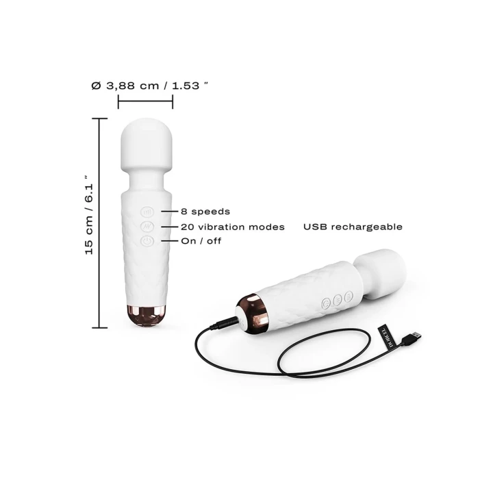 Mini masażer wibracyjny DORCEL do użytku podróżnego, biały, 15 cm, 8 prędkości