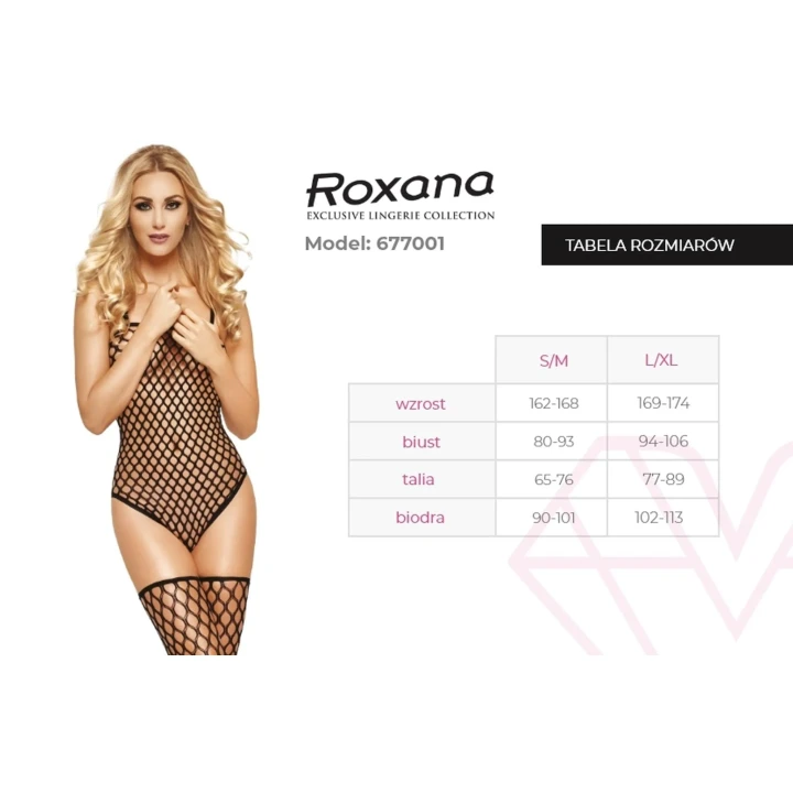Eleganckie body z pończochami 6770 L/XL w misterną siateczkę, idealne na wyjątkowe okazje