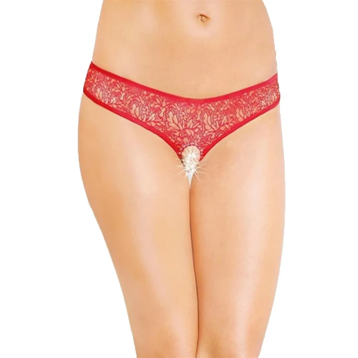 Stringi G-String 2446 - czerwony M/L, koronkowe, zmysłowe, komfortowe, eleganckie