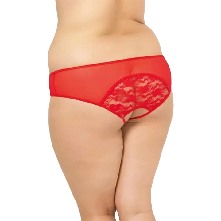 Stringi 2466 Plus Size - koronkowe, czerwone, XL, zmysłowe detale