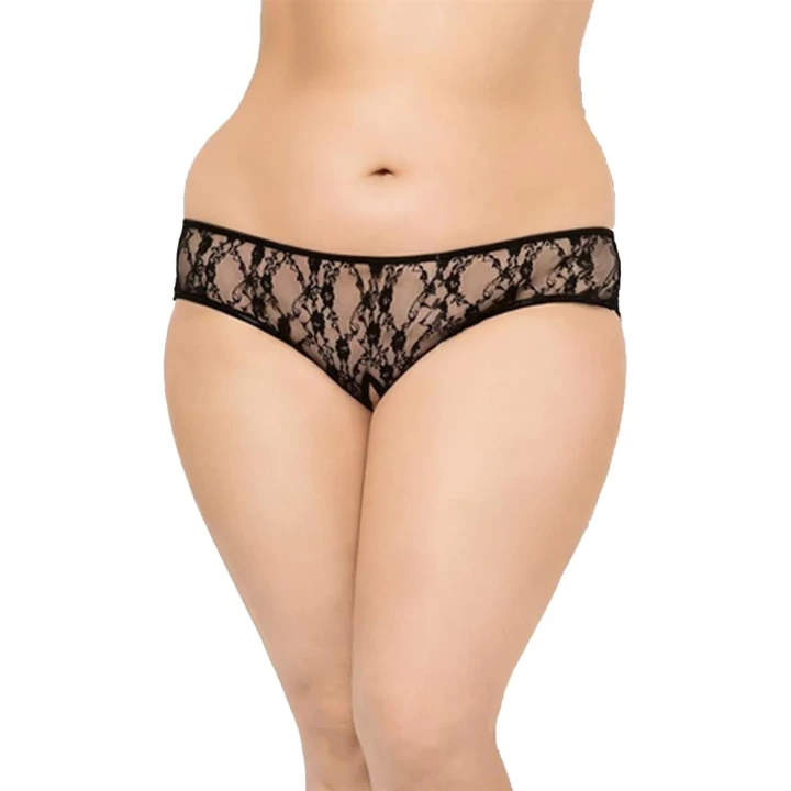 Stringi koronkowe 2472 Plus Size czarne XL - zmysłowe wykończenie dla pewnych siebie kobiet