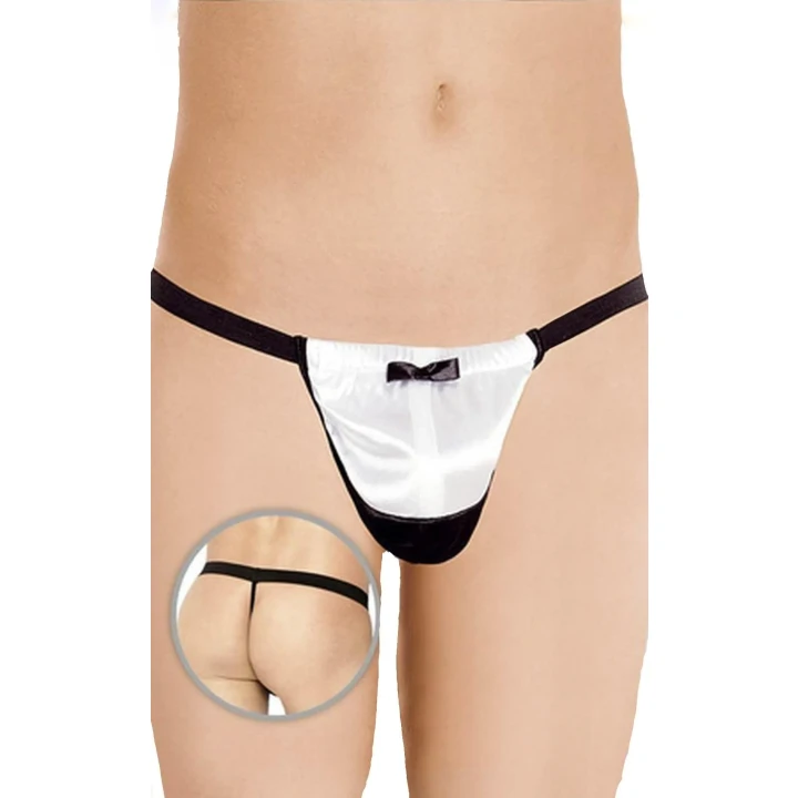 Stringi białe z muszką, model 4417, rozmiar S/L, eleganckie i stylowe