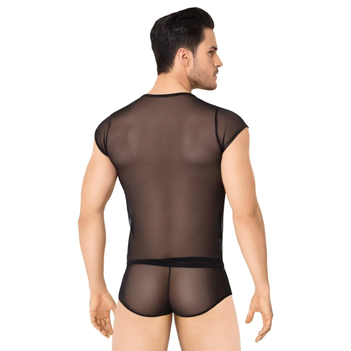 Zestaw Koszulka i Szorty 4608 - czarny, M/L, ultra cienka siateczka, elegancki design