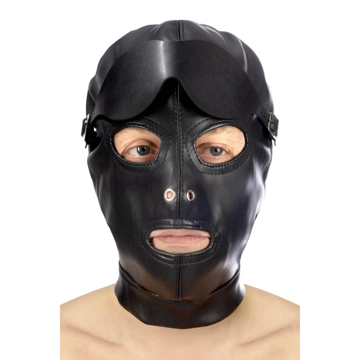 Maska FETISH z otwartymi ustami, elastyczny spandex, wentylacja, regulowane zapięcie