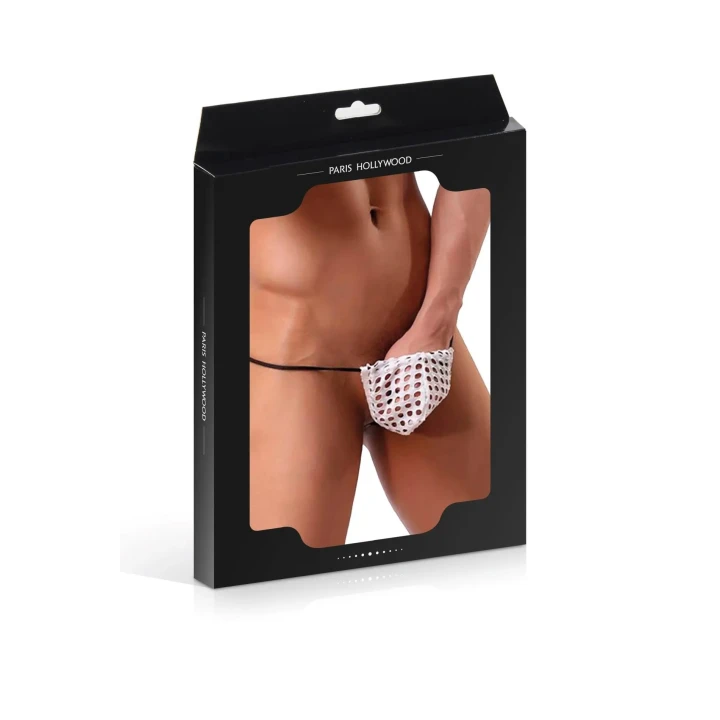 Męskie stringi STG MEN MP051 białe, rozmiar TU, elegancka bielizna od Paris Hollywood