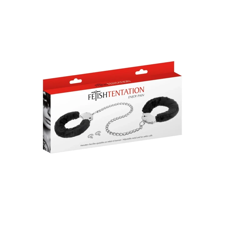 Futrzane mankiety na kostki BDSM z regulacją, komfortowe i zmysłowe akcesoria.
