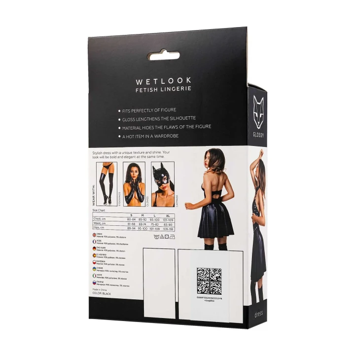 Glossy Marisa, dress, wetlook, black, XL