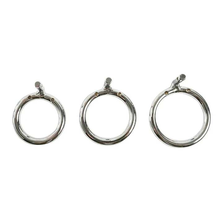 Klatka na penisa ze stali nierdzewnej, regulowane pierścienie, zamek i klucze w zestawie