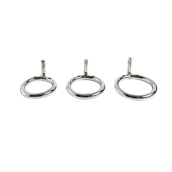 Klatka na penisa ze stali nierdzewnej, regulowane pierścienie, zamek i klucze w zestawie