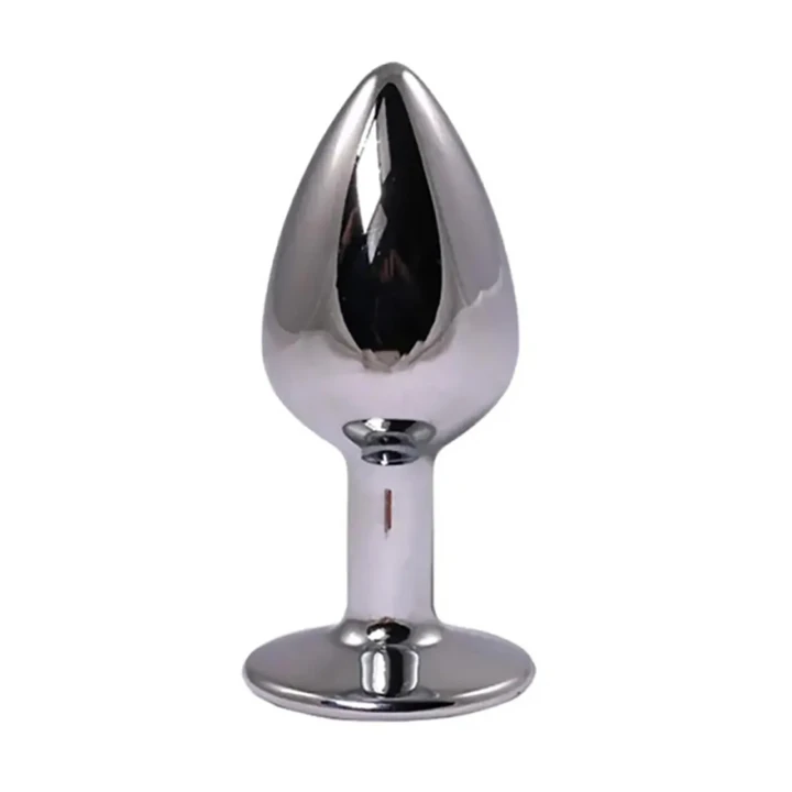 Butt plug metalowy duży z czerwonym diamentem, długość 9 cm, szerokość 4 cm
