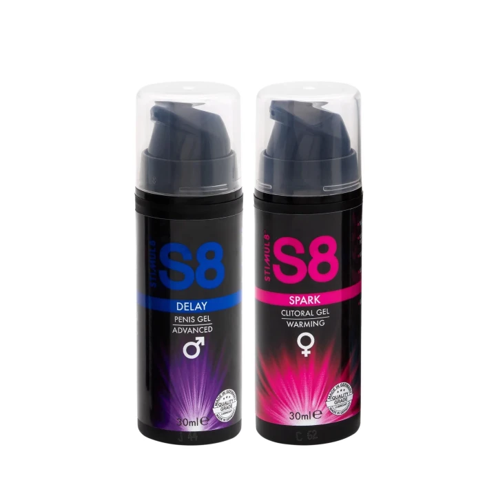 Zestaw intymny S8 dla par: żele stymulujące dla niej i dla niego, naturalne.